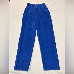 Vintage Chic Corduroy Pleated Pants Blue High Rise Sz8
